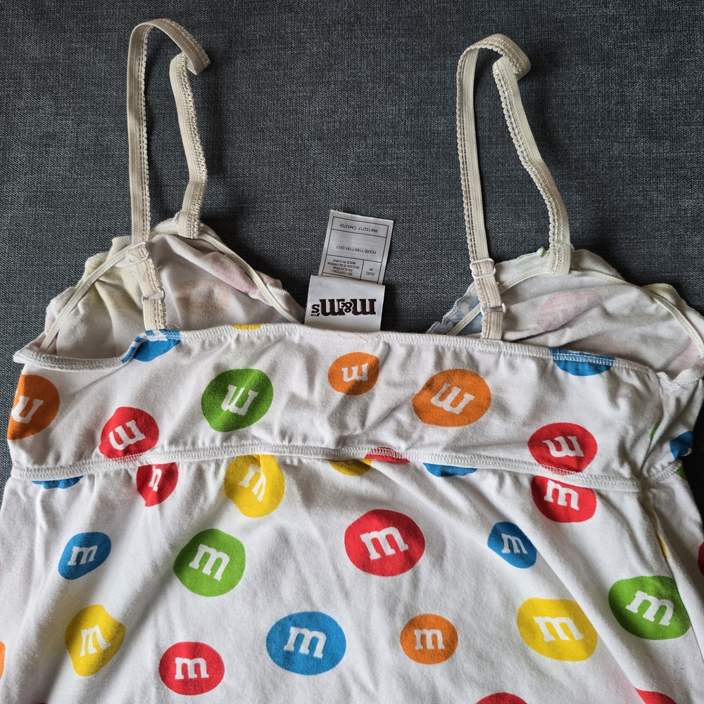 M&M’s Candy Logo Spaghetti Strap Dress Girls Size M White Colorful Print - Picture 8 of 11